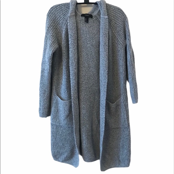 Forever 21 Sweaters - Forever 21 Grey Hooded Cardigan